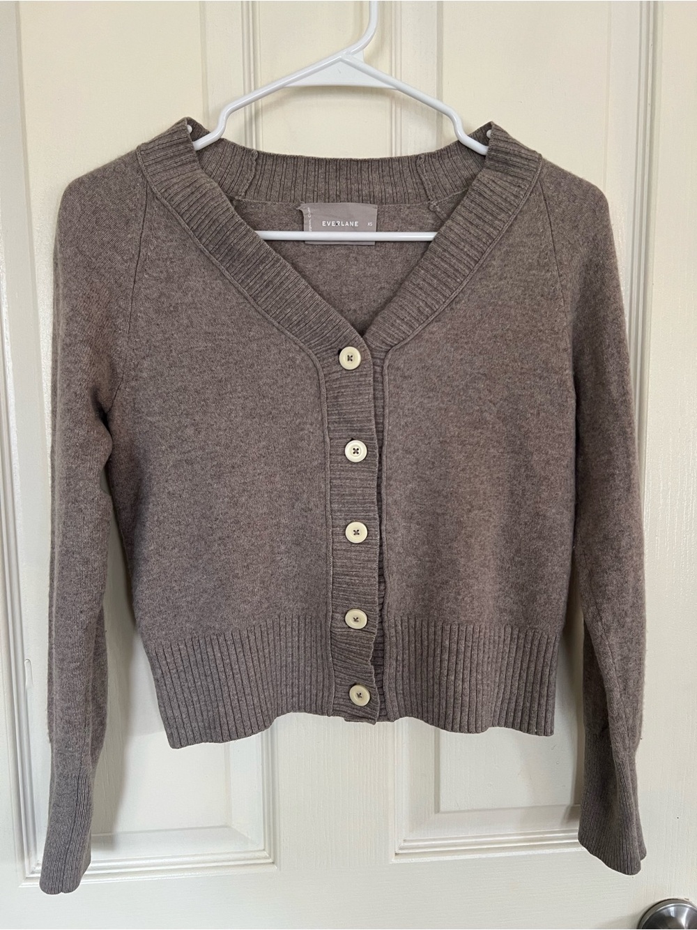 Everlane ReCashmere Brown V Neck Cardigan Sweater XS Cashmere Wool